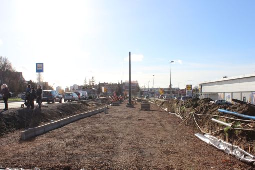 Budowa linii tramwajowej w ulicy Synów Pułku (3 listopada 2022)