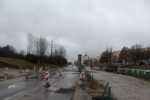 Budowa estakady tramwajowej w ulicy Krasickiego (15 stycznia 2023)