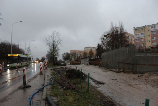 Budowa estakady tramwajowej w ulicy Krasickiego (15 stycznia 2023)