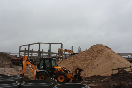 Budowa nowych hal zajezdni tramwajowej MPK Olsztyn (15 stycznia 2023)