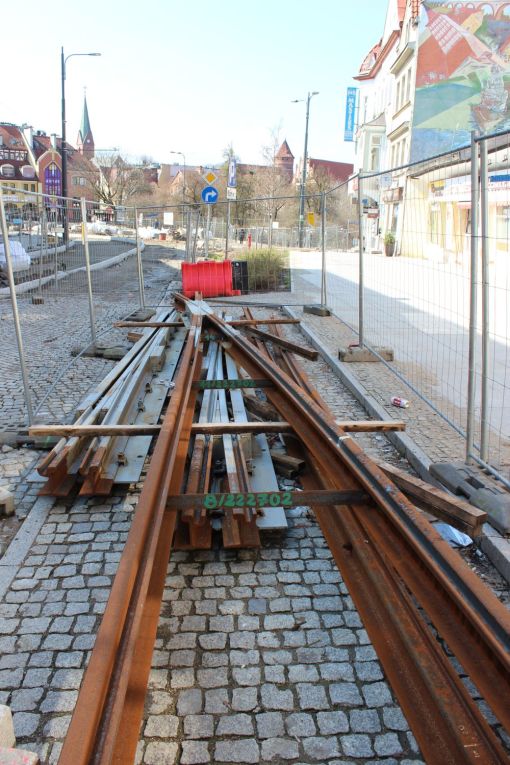 Budowa linii tramwajowej w ulicy 11 Listopada (10 kwietnia 2023)