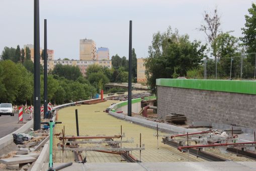 Budowa estakady tramwajowej w ulicy Synów Pułku (5 lipca 2023)
