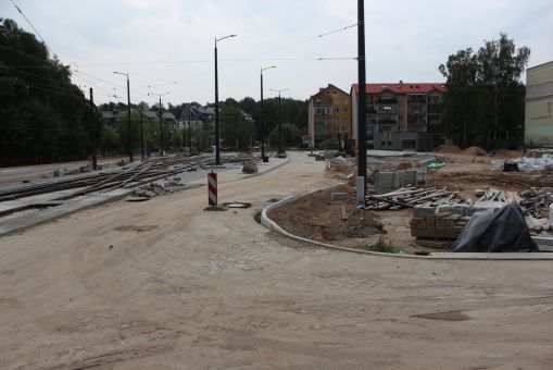 Budowa linii tramwajowej w ulicy Wilczyńskiego - przystanek końcowy Pieczewo (5 lipca 2023)