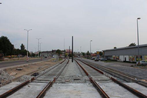 Budowa linii tramwajowej w ulicy Synów Pułku (5 lipca 2023)