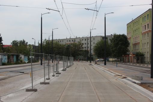 Budowa linii tramwajowej w ulicy Wilczyńskiego - przystanek Gębika (5 lipca 2023)