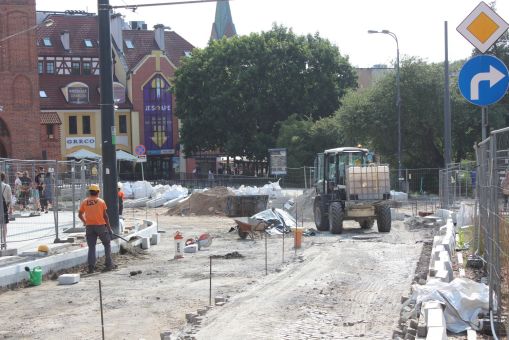 Budowa linii tramwajowej w ulicy 11 Listopada (5 lipca 2023)