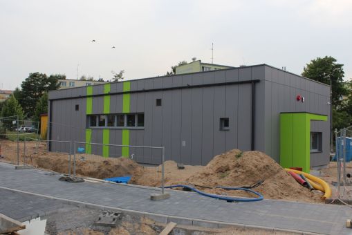 Budowa podstacji trakcyjnej przy ulicy Wyszyńskiego (5 lipca 2023)