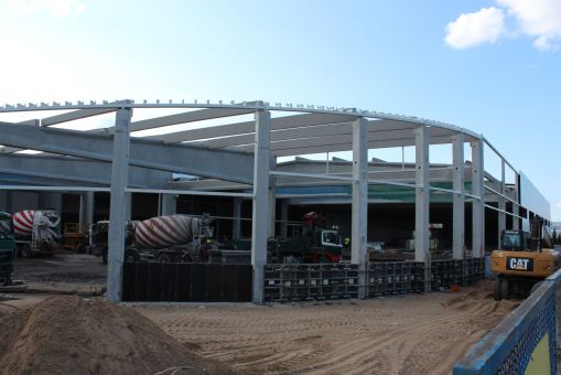 Budowa nowych hal zajezdni tramwajowej MPK Olsztyn (6 lipca 2023)