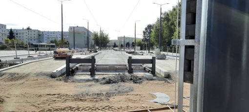 Budowa linii tramwajowej w ulicy Wilczyńskiego - przystanek końcowy Pieczewo (29 lipca 2023)