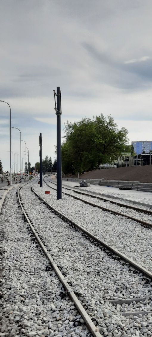 Budowa linii tramwajowej w ulicy Wyszyńskiego, między aleją Piłsudskiego a ulicą Żołnierską (29 lipca 2023)
