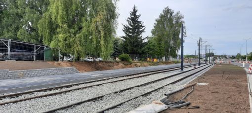 Budowa linii tramwajowej w ulicy Wyszyńskiego, między aleją Piłsudskiego a ulicą Żołnierską (29 lipca 2023)