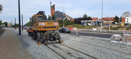 Budowa linii tramwajowej w ulicy Wyszyńskiego, między ulicami Augustowską i Żołnierską a Pstrowskiego i Synów Pułku (29 lipca 2023)
