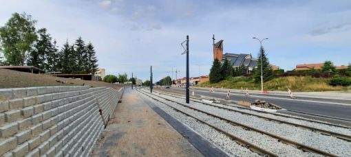 Budowa linii tramwajowej w ulicy Wyszyńskiego, między ulicami Augustowską i Żołnierską a Pstrowskiego i Synów Pułku (29 lipca 2023)