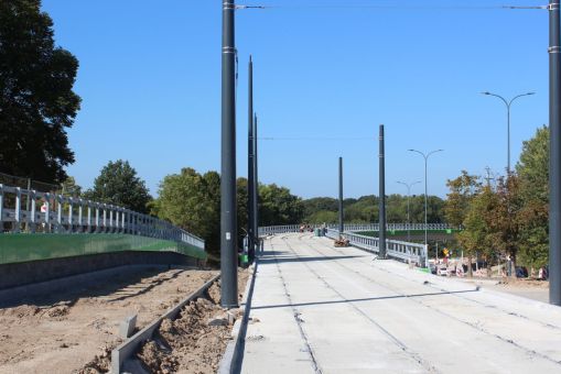 Budowa estakady tramwajowej w ulicy Krasickiego (17 września 2023)