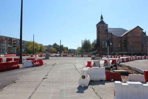 Budowa linii tramwajowej na skrzyżowaniu ulic Krasickiego i Wilczyńskiego (17 września 2023)