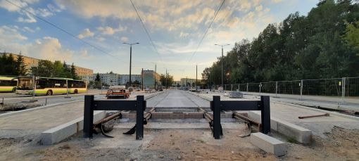 Budowa linii tramwajowej w ulicy Wilczyńskiego - przystanek końcowy Pieczewo (13 sierpnia 2023)