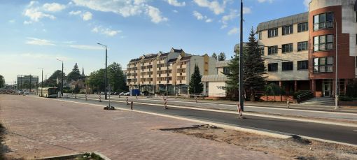 Budowa linii tramwajowej w alei Piłsudskiego, na wysokości hali Urania (13 sierpnia 2023)