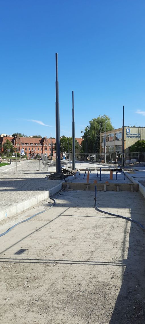Budowa linii tramwajowej na placu Jedności Słowiańskiej (12 sierpnia 2023)