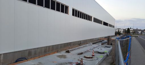 Budowa nowych hal zajezdni tramwajowej MPK Olsztyn (13 sierpnia 2023)