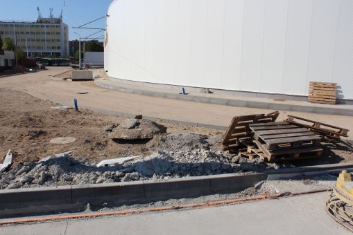 Budowa nowych hal zajezdni tramwajowej MPK Olsztyn (17 września 2023)