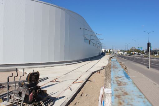 Budowa nowych hal zajezdni tramwajowej MPK Olsztyn (17 września 2023)