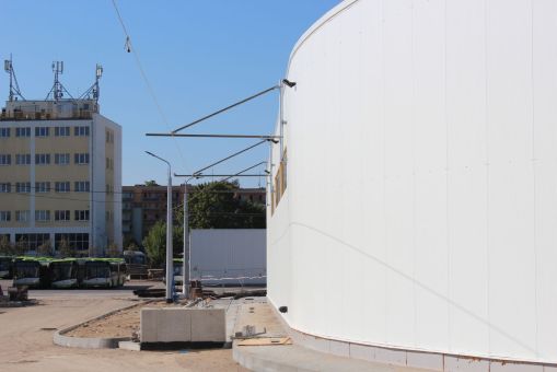 Budowa nowych hal zajezdni tramwajowej MPK Olsztyn (17 września 2023)