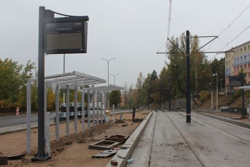 Budowa linii tramwajowej w ulicy Krasickiego - przystanek Wańkowicza (22 października 2023)
