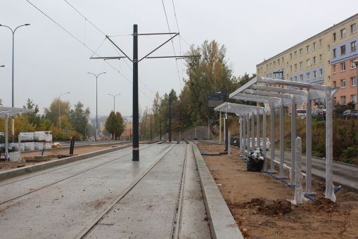 Budowa linii tramwajowej w ulicy Krasickiego - przystanek Wańkowicza (22 października 2023)