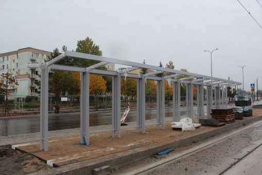 Budowa linii tramwajowej w ulicy Krasickiego - przystanek Boenigka (22 października 2023)