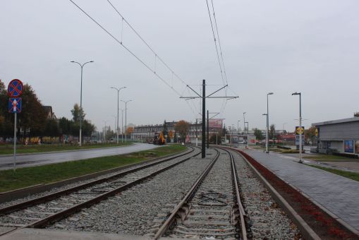 Budowa linii tramwajowej w ulicy Synów Pułku (22 października 2023)