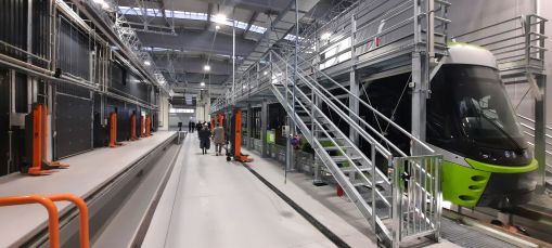 Nowa (wschodnia) hala warsztatowa zajezdni tramwajowej MPK Olsztyn (29 grudnia 2023)