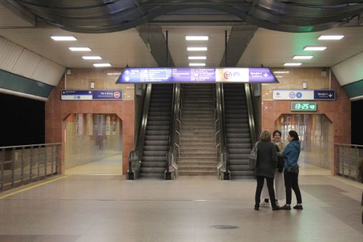 Stacja metra linii M1 i M4 Serdika (Сердика) w Sofii (24 marca 2024)