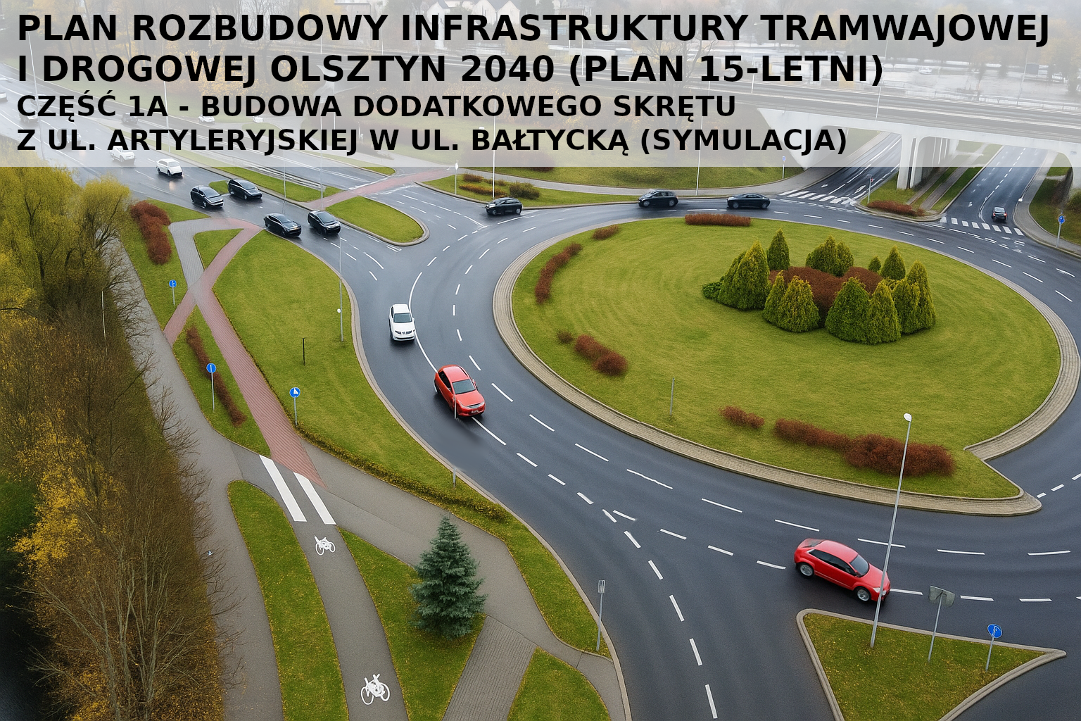 Wizualizacja przebudowanego ronda na Placu Ofiar Katastrofy Smoleńskiej według koncepcji radnego Adama Andrasza